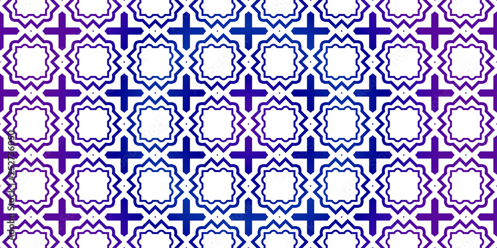 Vector Seamless Pattern With Abstract Traditional Geometric Style. Repeating Sample Figure And Line. Paper For Scrapbook. Blue purple gradient Vector Seamless Pattern With Abstract Traditional Geometric Style. Repeating Sample Figure And Line. Paper For Scrapbook. Blue purple gradient
