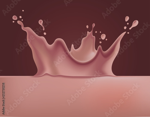 chocolate milk, hot chocolate or milkshake splash vector illustration on dark brown background - created with mesh tool