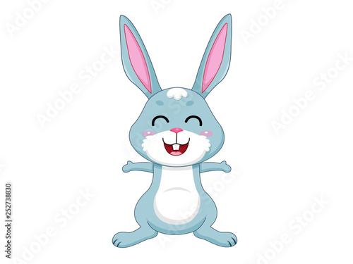 Cute Cartoon Rabbit Characters. Vector Illustration Cartoon Style. Isolated on white background