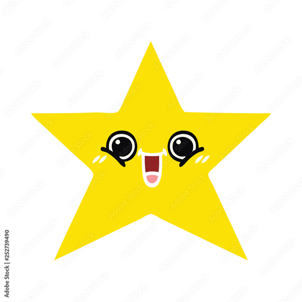 flat color retro cartoon gold star flat color retro cartoon gold star