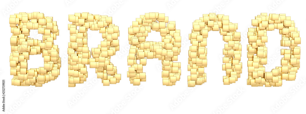 Cube composition word brand isolated on white background 3D illustration. Cube composition word brand isolated on white background 3D illustration.