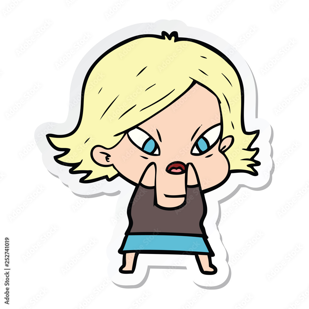 sticker of a cartoon stressed woman