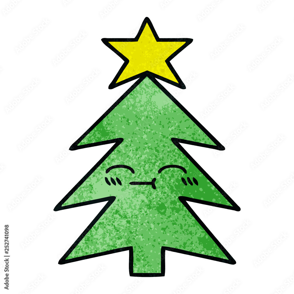 retro grunge texture cartoon christmas tree retro grunge texture cartoon christmas tree