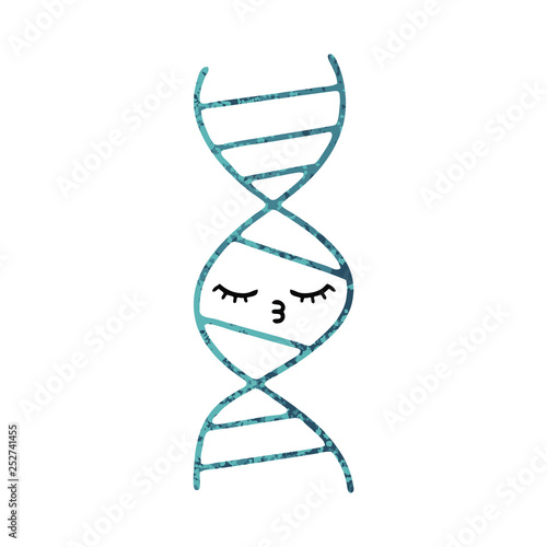 retro illustration style cartoon DNA strand