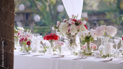 Tables decorated Flowers for a party or wedding reception
