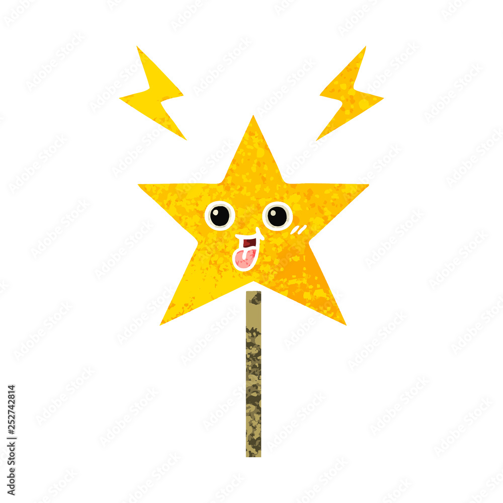 retro illustration style cartoon magic wand retro illustration style cartoon magic wand