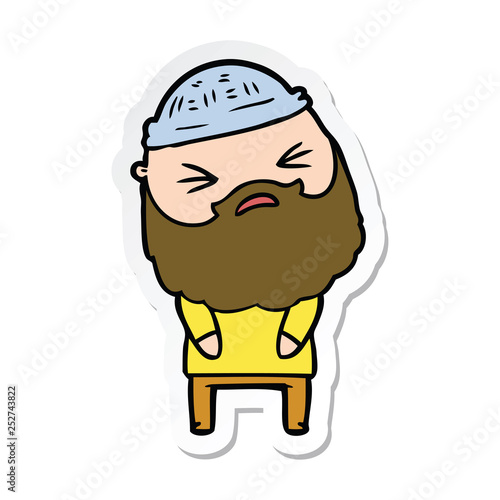 sticker of a cartoon man with beard