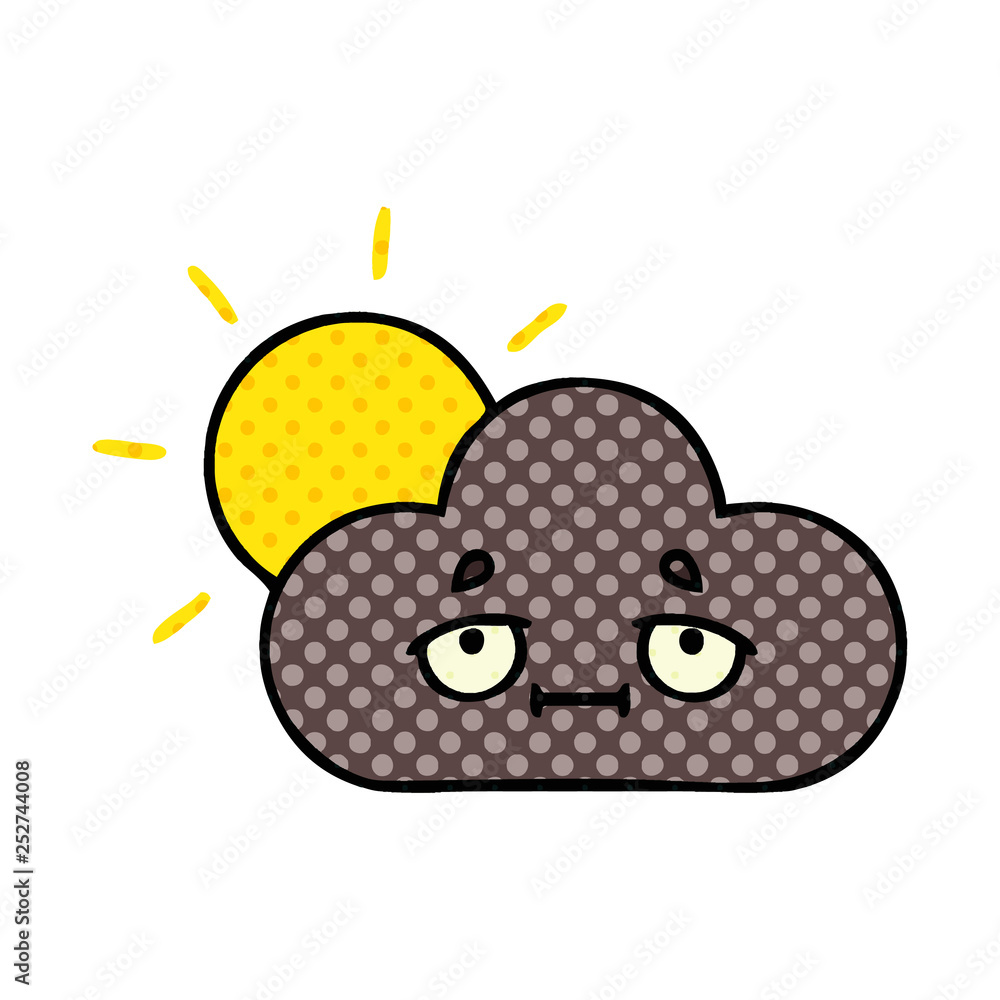 comic book style cartoon storm cloud and sun comic book style cartoon storm cloud and sun