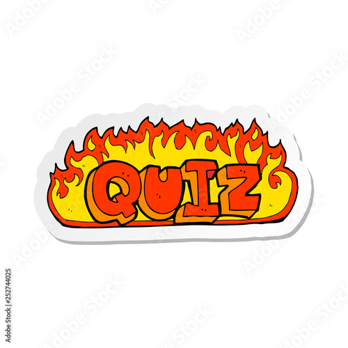 sticker of a quiz sign cartoon