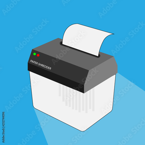 paper shredder confidential icon and private document office information protection. flat vector illustration