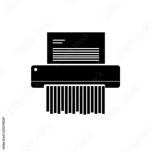 paper shredder confidential icon and private document office information protection. flat vector illustration