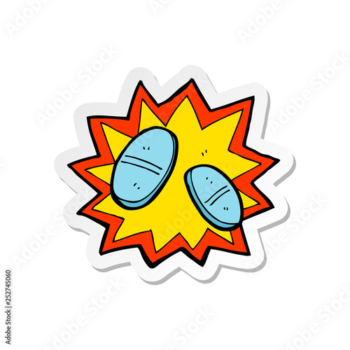 sticker of a cartoon painkillers