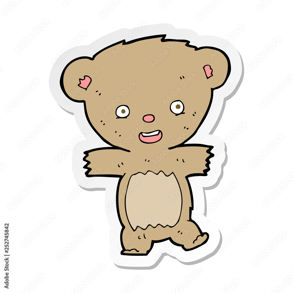 sticker of a cartoon teddy bear sticker of a cartoon teddy bear