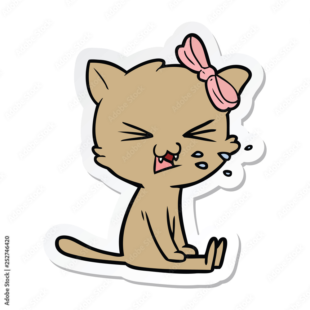 sticker of a cartoon cat