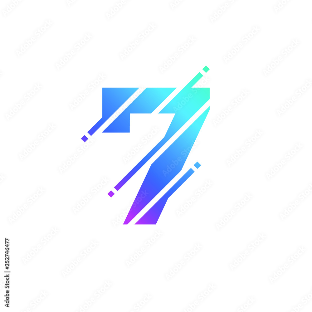 Number 7 Glitch Style Numeric Numerical Logo Vector Icon Number 7 Glitch Style Numeric Numerical Logo Vector Icon