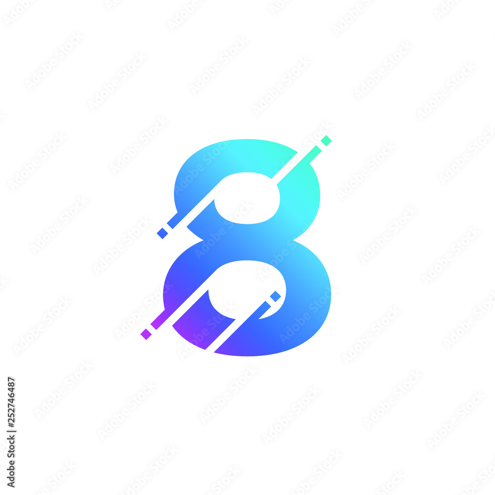 Number 8 Glitch Style Numeric Alphabet Numerical Logo Vector Number 8 Glitch Style Numeric Alphabet Numerical Logo Vector