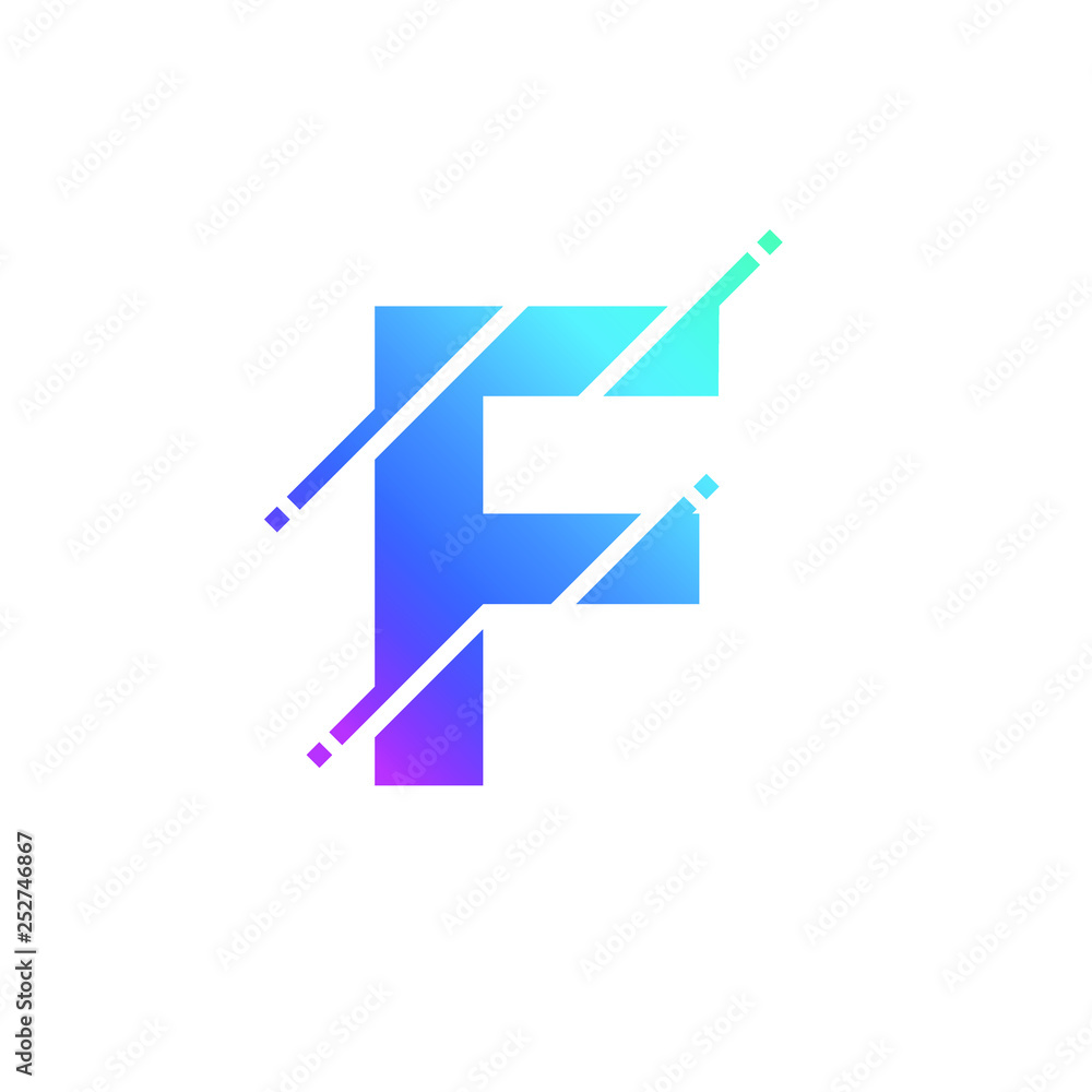 Letter F Glitch Style Alphabet Font Typography Logo Vector Letter F Glitch Style Alphabet Font Typography Logo Vector