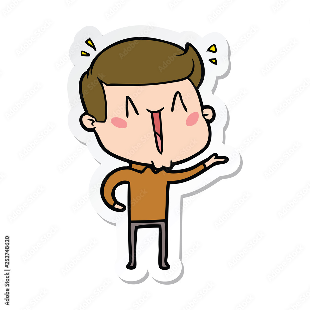 sticker of a cartoon excited man sticker of a cartoon excited man