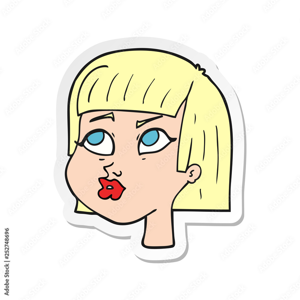 sticker of a cartoon female face