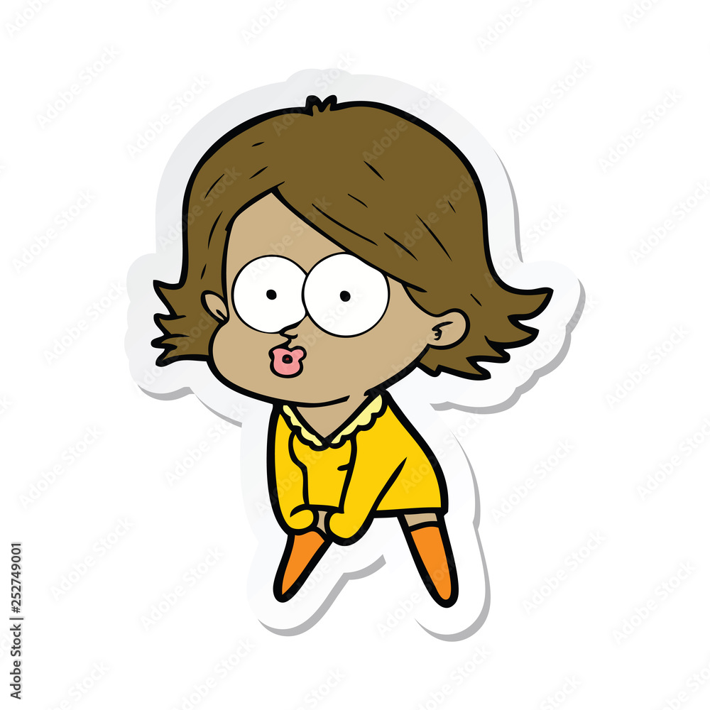 sticker of a cartoon girl pouting sticker of a cartoon girl pouting
