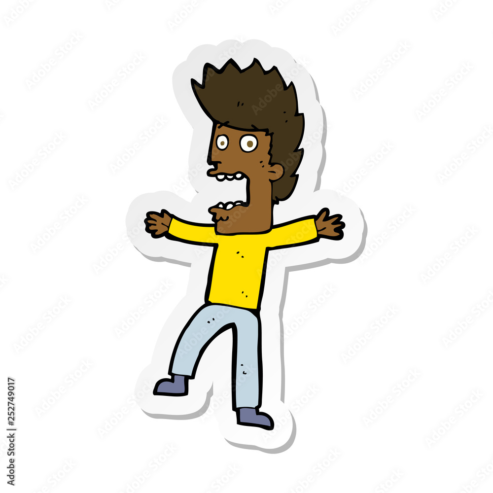 Naklejka premium sticker of a cartoon terrified man