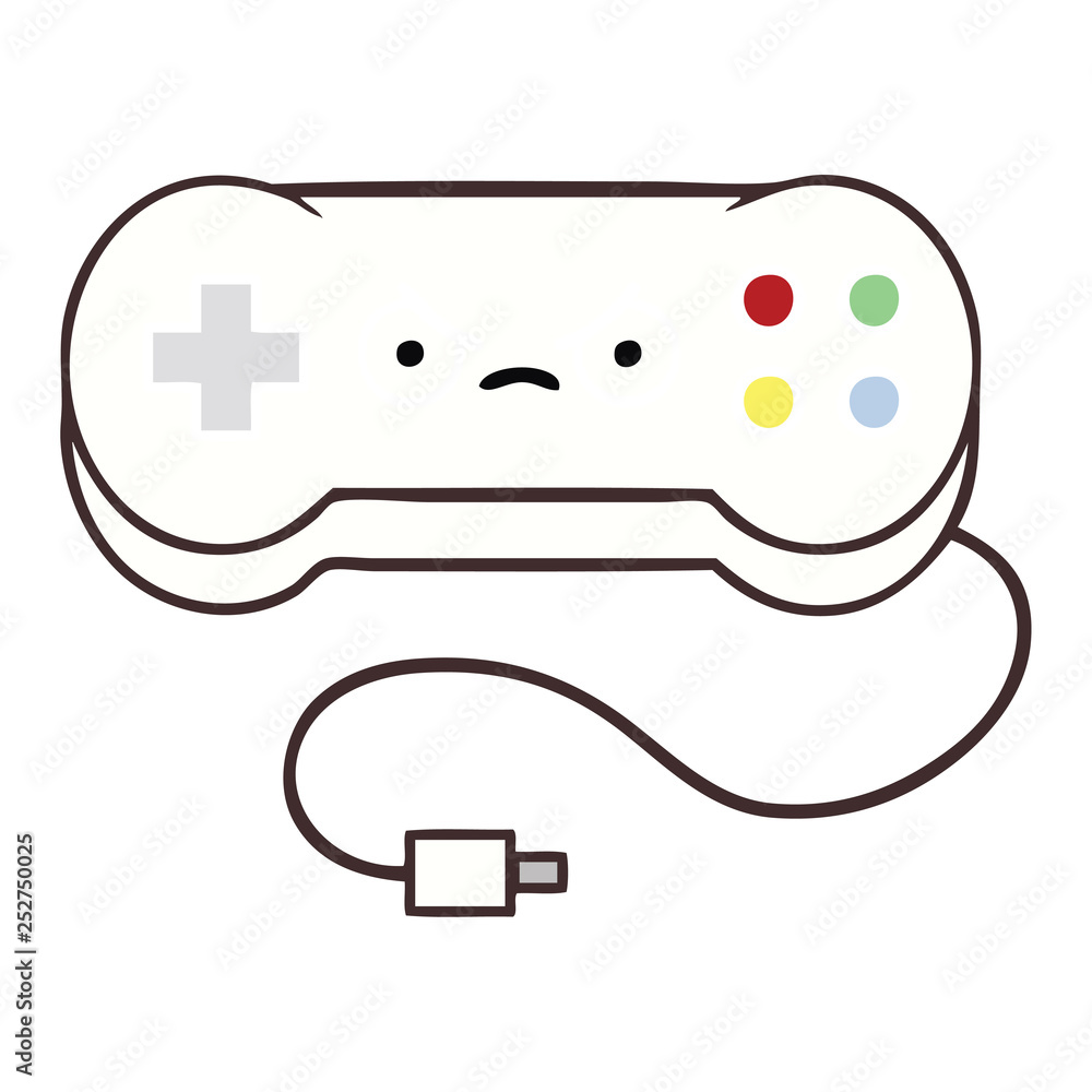 flat color retro cartoon game controller