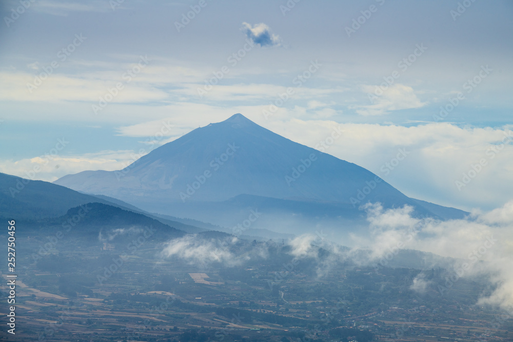 Stunning view of the volcano Teide from the viewpoint Mirador De Jardina. Tenerife. Canary Islands..Spain