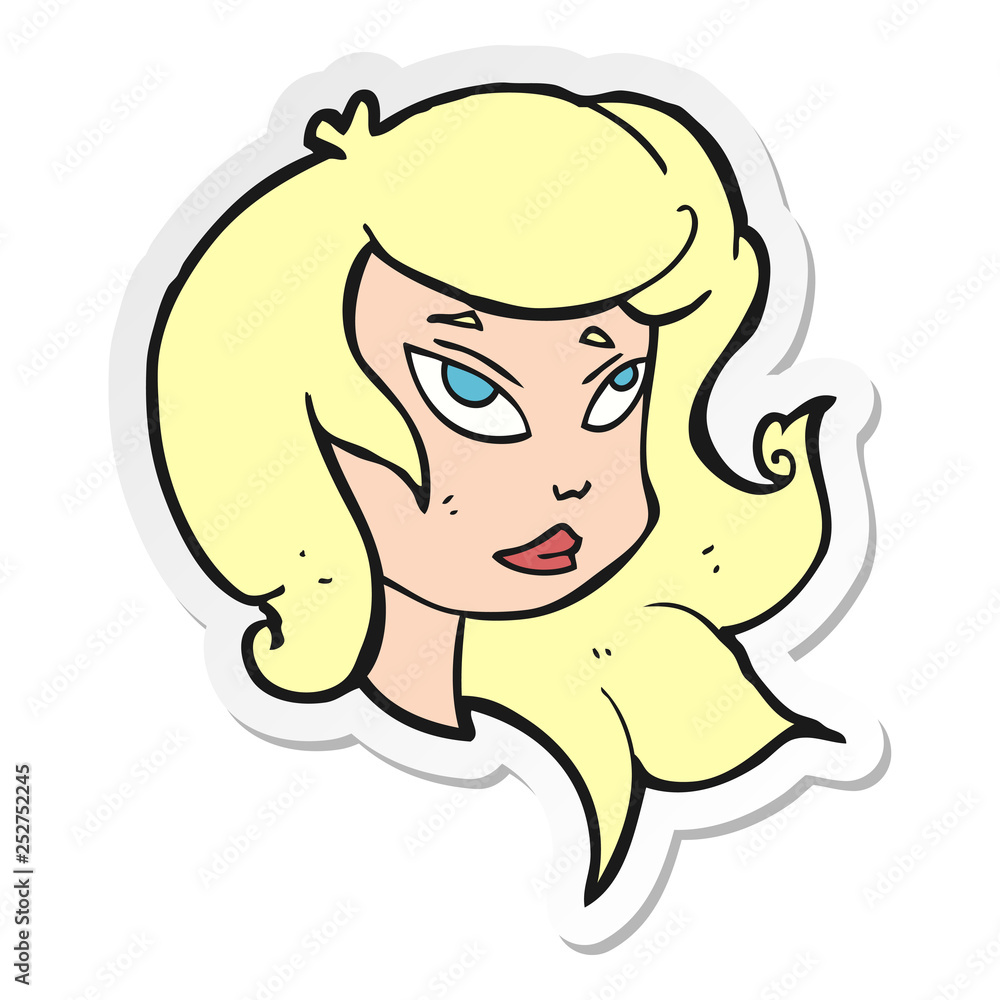 sticker of a cartoon female face sticker of a cartoon female face