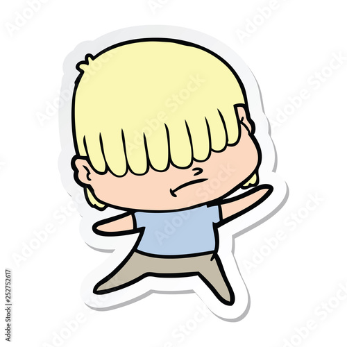 sticker of a cartoon boy with untidy hair