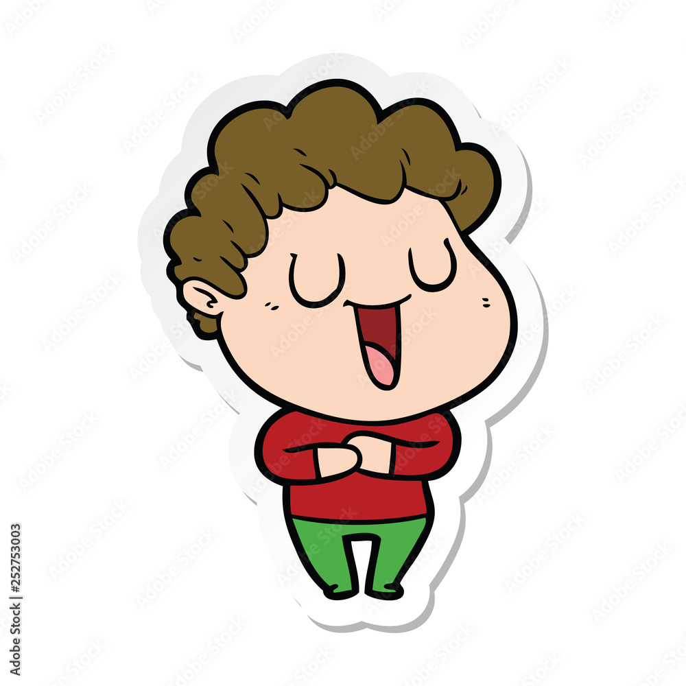 sticker of a laughing cartoon man sticker of a laughing cartoon man