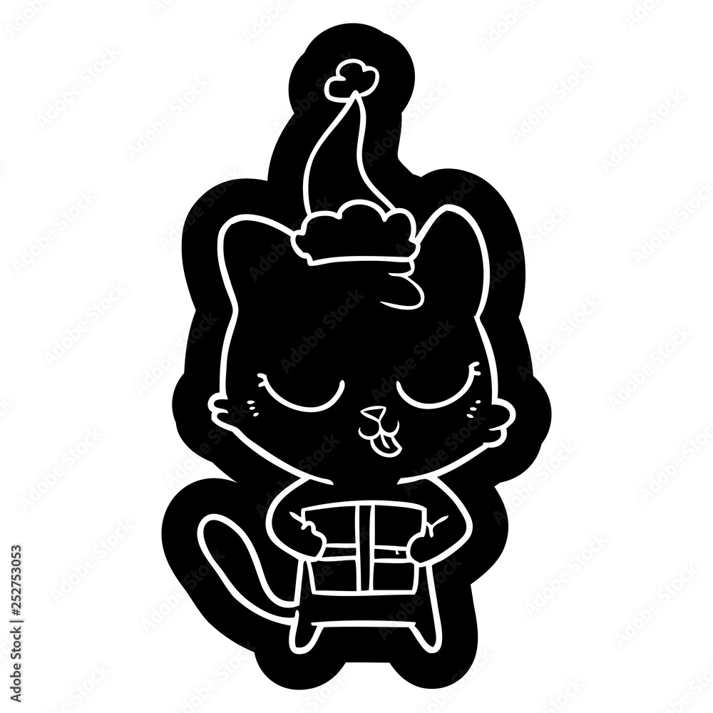 cute cartoon icon of a cat wearing santa hat cute cartoon icon of a cat wearing santa hat