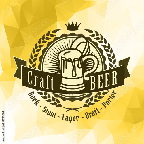 Beer brewery label logo on ice background