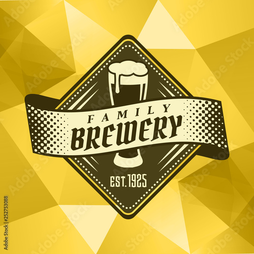 Beer brewery label logo on ice background