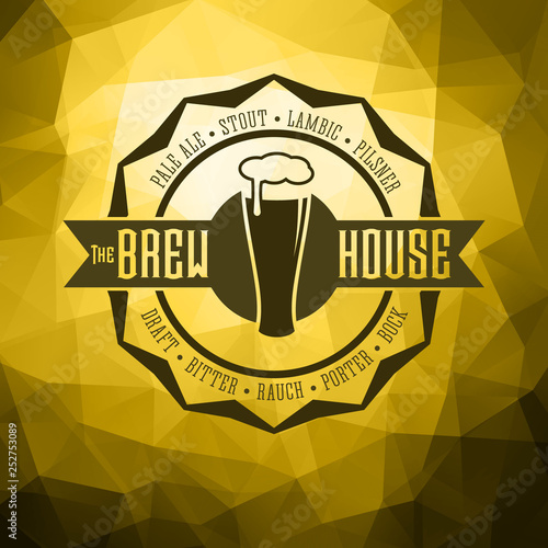 Beer brewery label logo on ice background