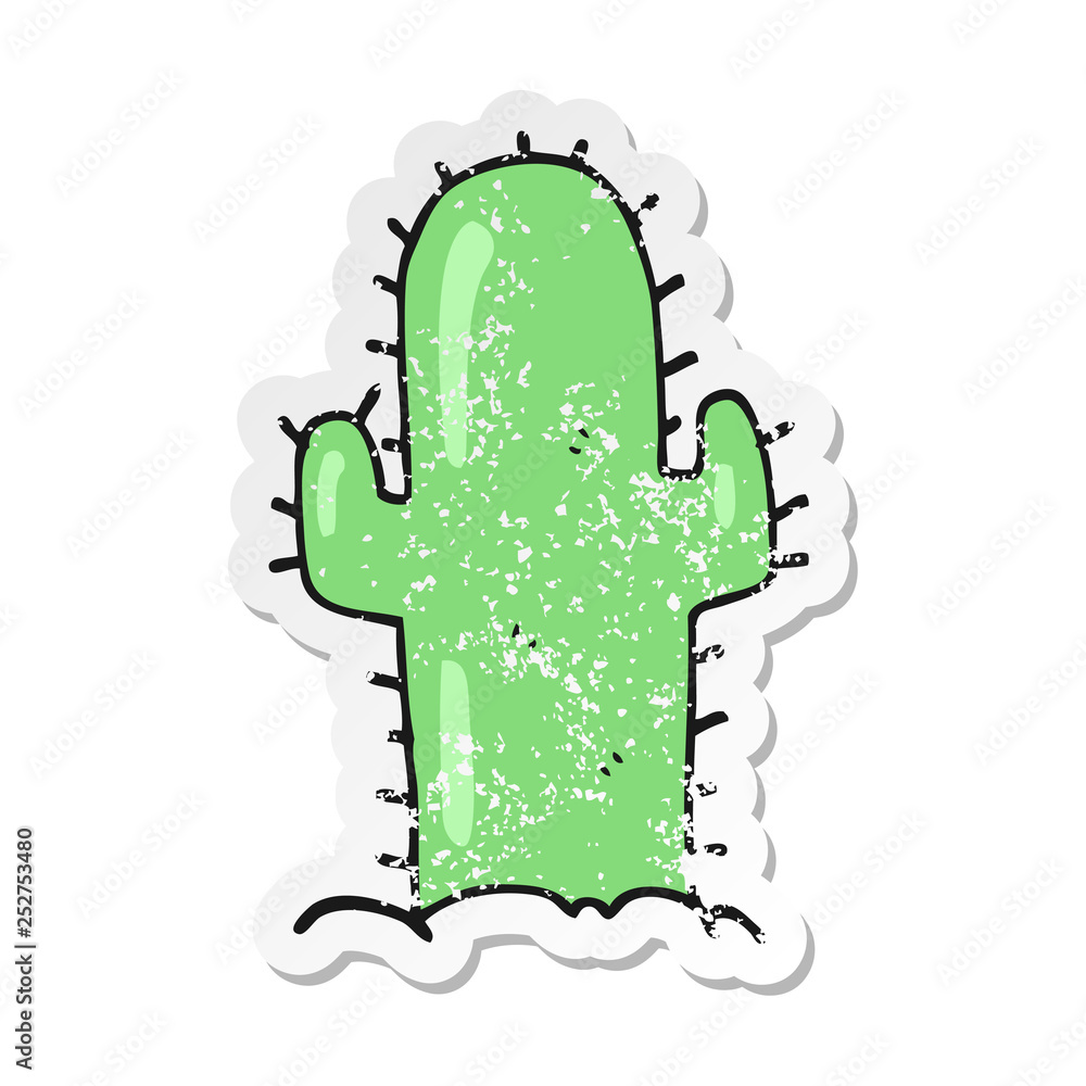 retro distressed sticker of a cartoon cactus