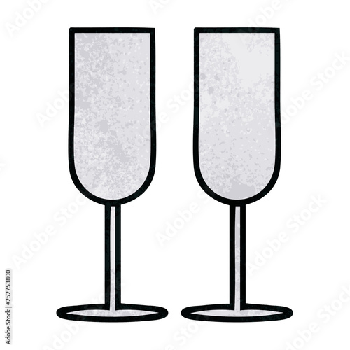 retro grunge texture cartoon champagne flutes