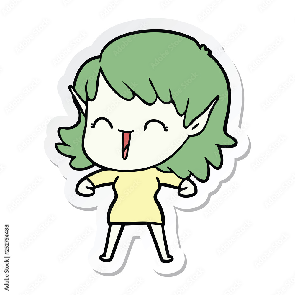 sticker of a cartoon elf girl sticker of a cartoon elf girl