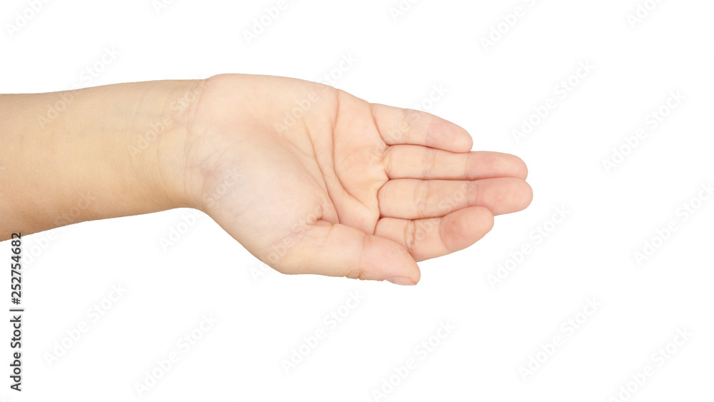open children hand on white background open children hand on white background