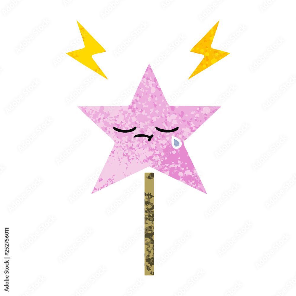 retro illustration style cartoon magic wand