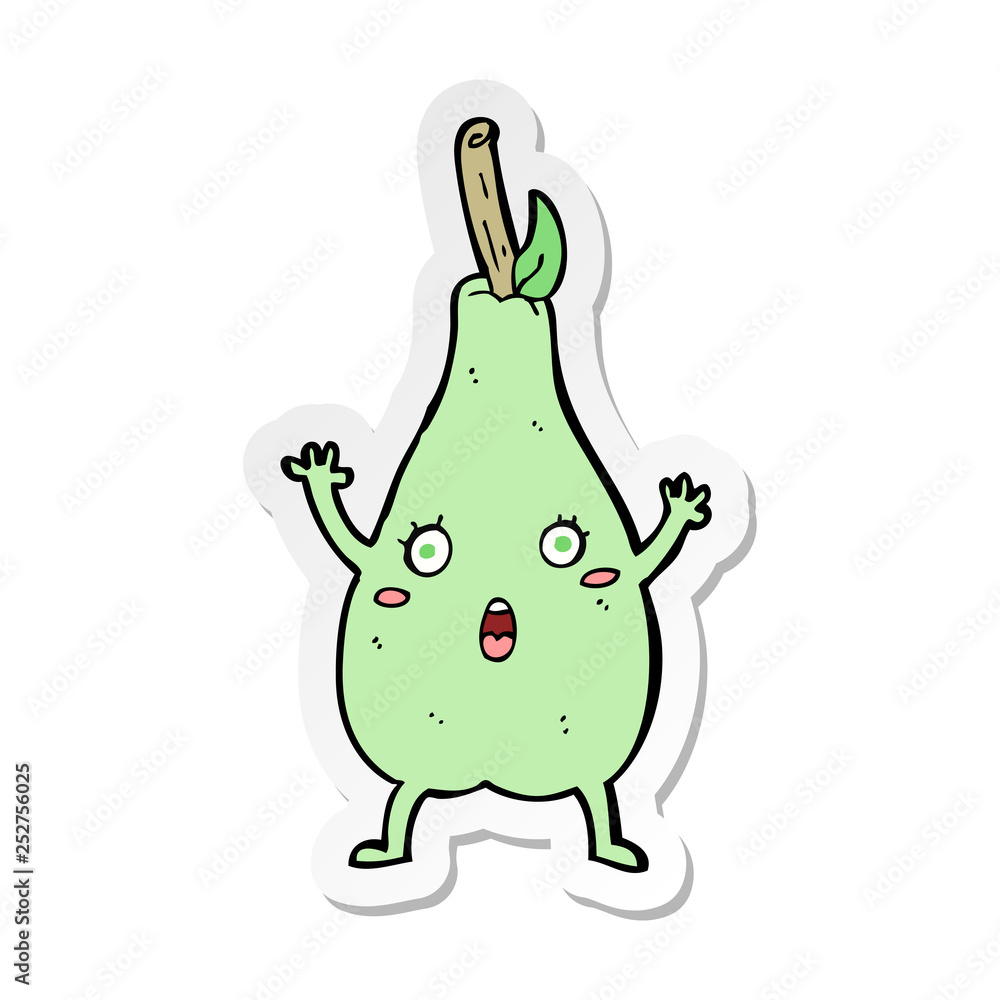 sticker of a cartoon frightened pear sticker of a cartoon frightened pear