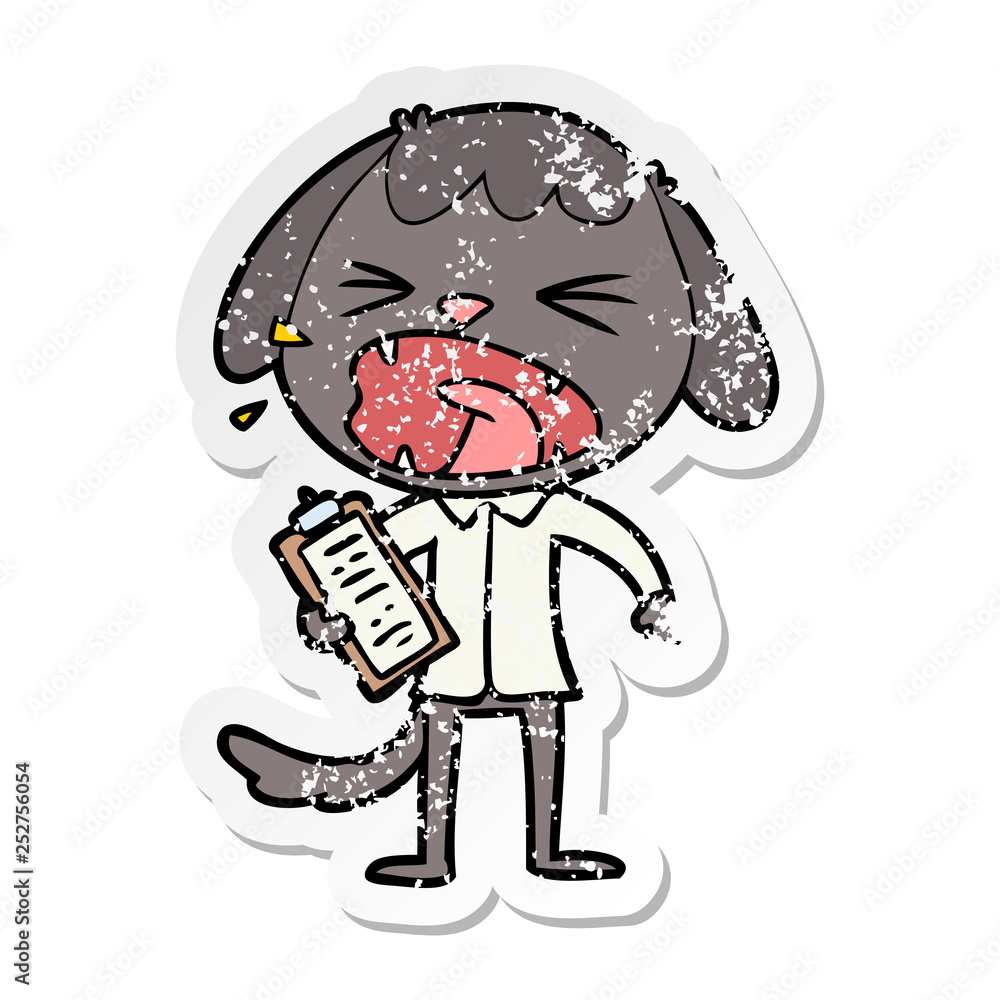 distressed sticker of a cute cartoon dog distressed sticker of a cute cartoon dog