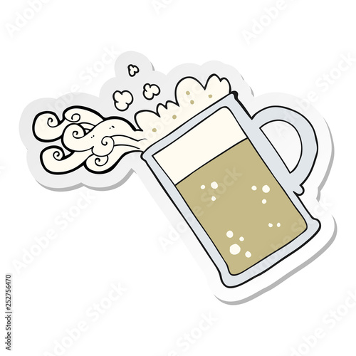 sticker of a cartoon pouring beer