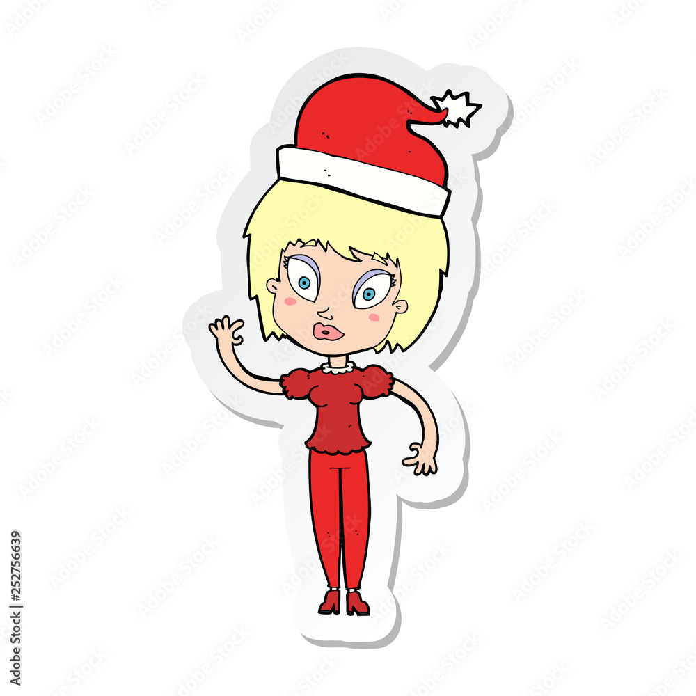 sticker of a cartoon woman ready for christmas sticker of a cartoon woman ready for christmas