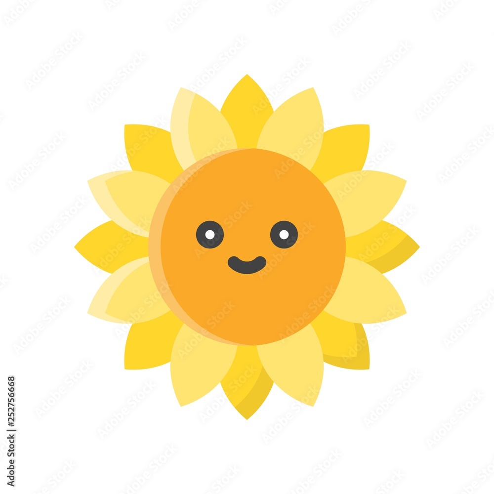 Sunflower vector, Isolated Spring season flat icon