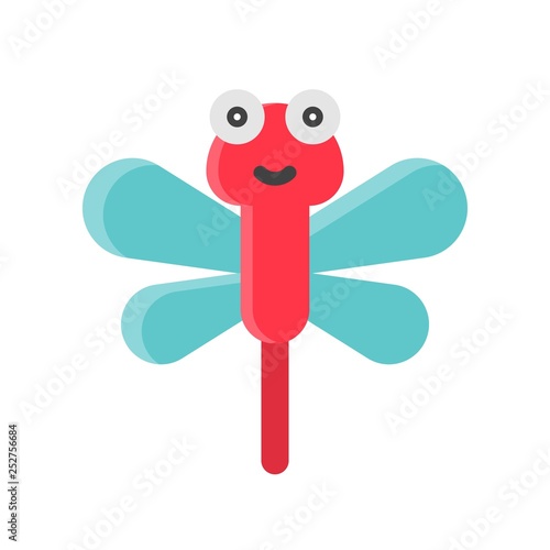 Dragonfly vector, Isolated Spring season flat icon