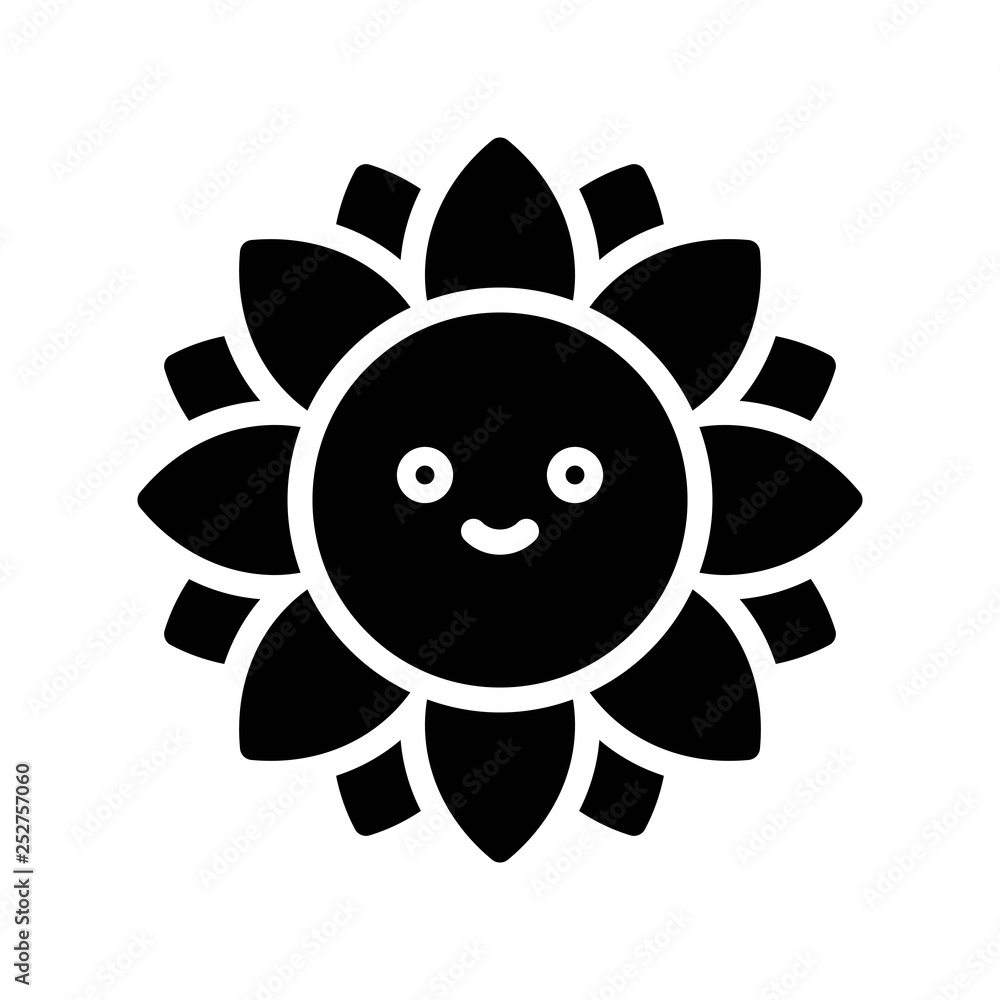 Sunflower vector, Isolated Spring season solid icon Sunflower vector, Isolated Spring season solid icon