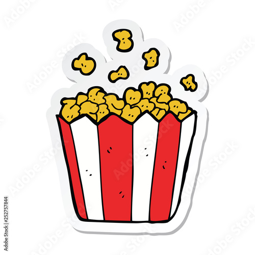 sticker of a cartoon popcorn