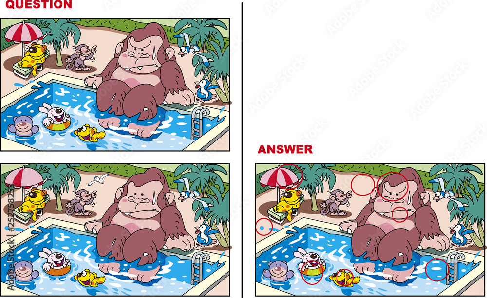 Fototapeta premium 間違い探しイラスト、プール