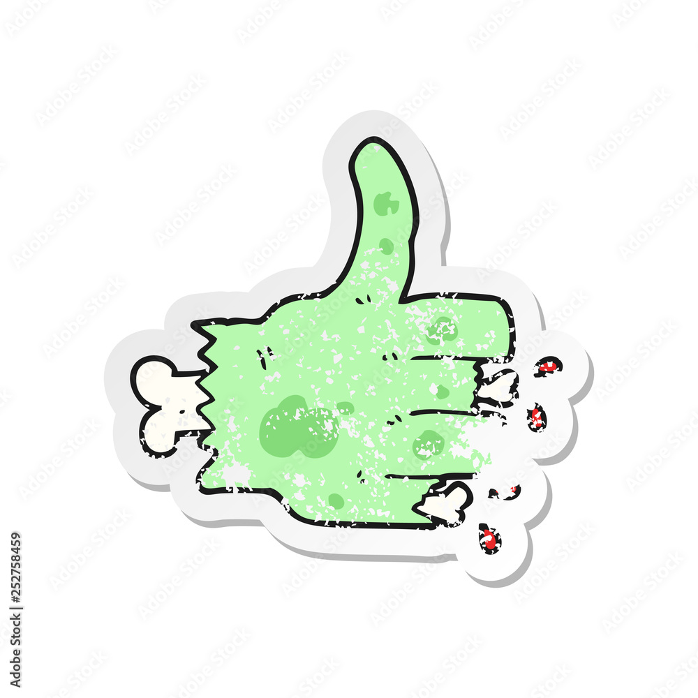 retro distressed sticker of a cartoon zombie hand retro distressed sticker of a cartoon zombie hand
