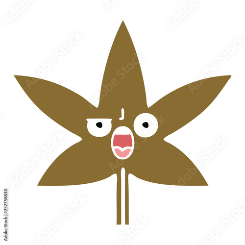 flat color retro cartoon autumnal leaf